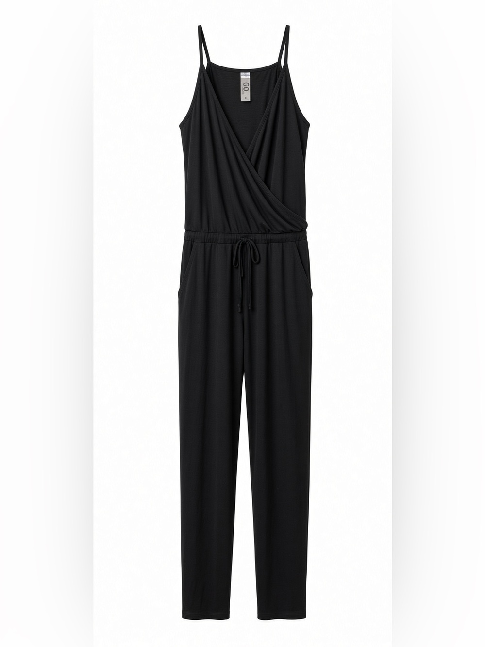 Go Couture Casual  Black Sleeveless  Jumpsuit with Drawstring Waist Small